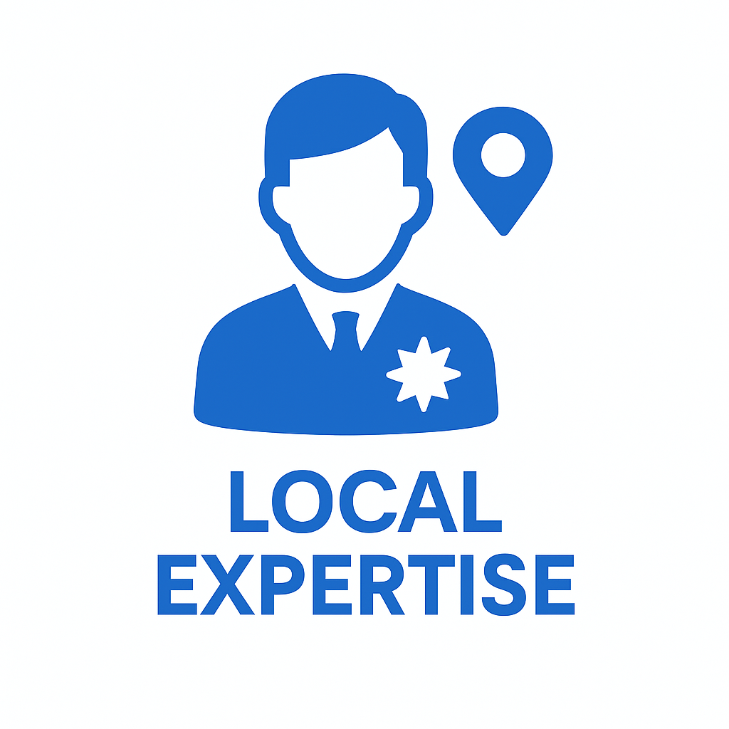 Blue icon of a tour guide above text reading Local Expertise, highlighting Himachal travel planning by local specialists