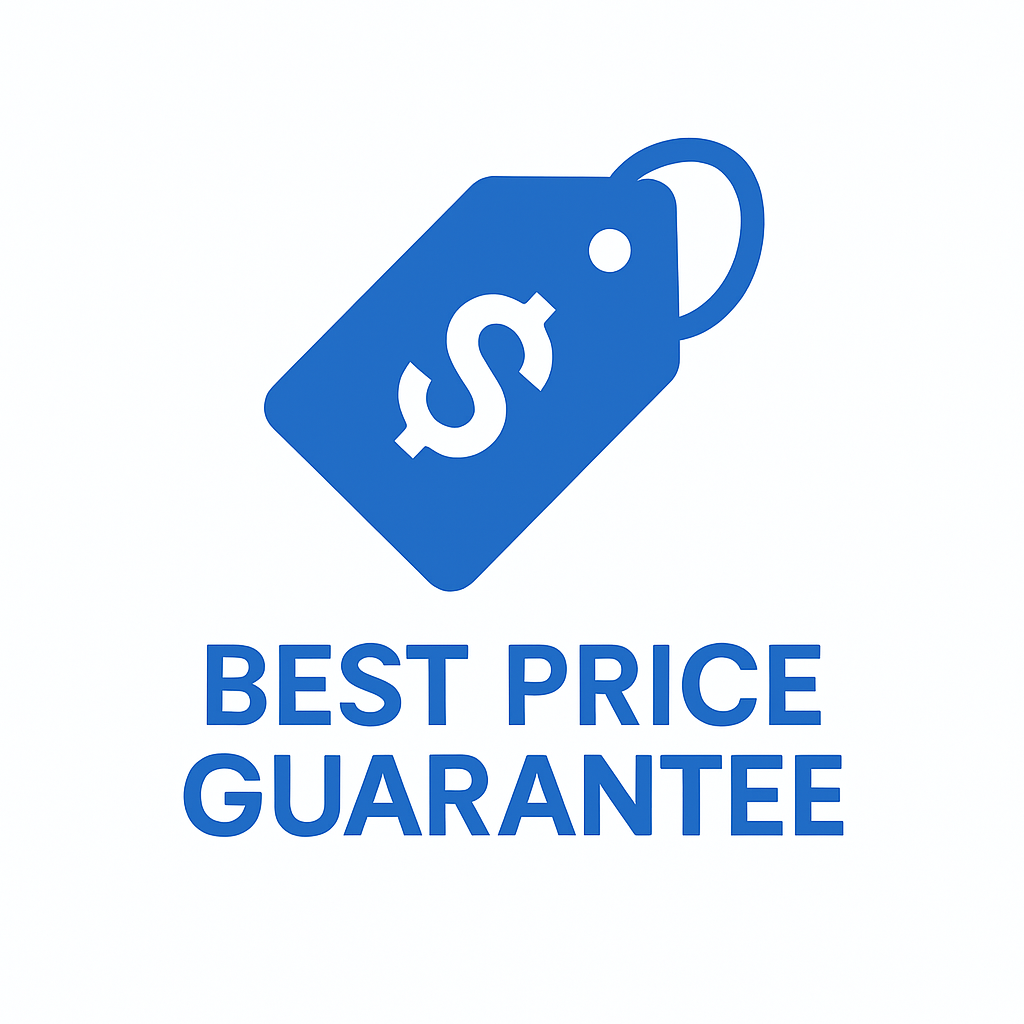 Blue price tag icon with text reading Best Price Guarantee, assuring lowest rates on Himachal tour packages without compromising quality